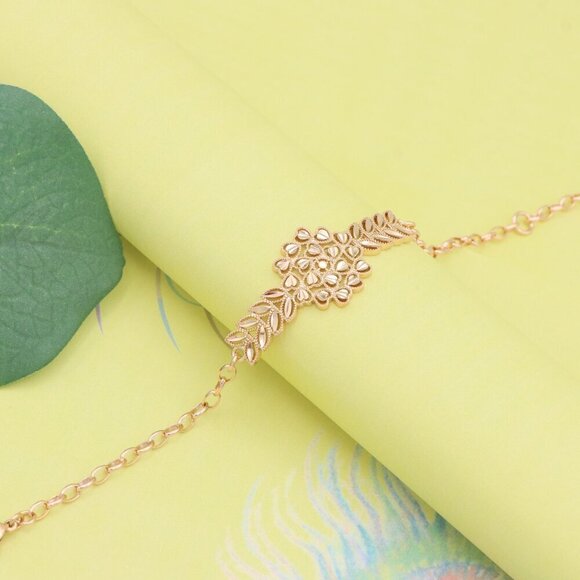 "Elegant Floral Leaf Rose Gold Bracelet with Adjustable, XPBL1137 - Picture 9 of 13